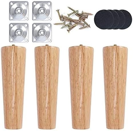 4 Pack Wooden Furniture Legs 20cm Sofa Legs Solid Rubber Wood Couch Legs