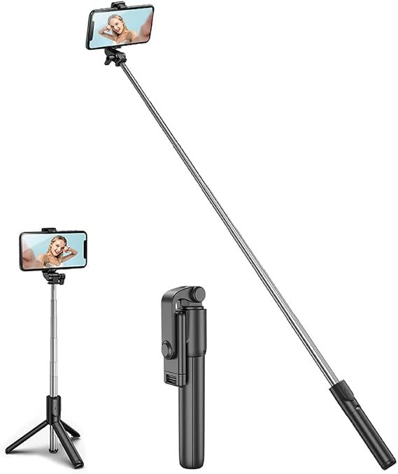 Tianle Selfie Stick, Extendable Selfie Stick Tripod with Wireless Remote and Flexible Tripod Stand Group Selfies, Live Streaming, Video Recording Compatible with All Cellphones, Black