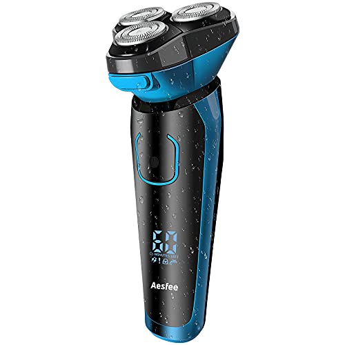 Electric Shaver for Men Waterproof Wet and Dry, Mens Electric Razor Cordless Rechargeable 3D Rotary Electric Shaving Razors with Pop-up Trimmer, LCD Display, Travel Lock