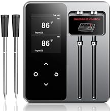 Wireless Meat Thermometer with App Control, 600FT Bluetooth Range, 2 Probes & 6 Sensors, 0.5S Instant Read, LCD Display, IP67 Waterproof Real-Time Monitoring & Smart Alerts for BBQ, Grill, Oven