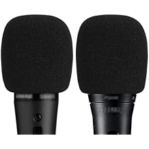 Musiin Microphone Foam Windscreen Compatible with SM48, SM86, PGA48, SM58LC, BETA58A, WA713 Handheld Vocal Microphone Antipop Foam Cover, Sponge Foam Filter, Mic Wind Cover (Black) 2 Pack