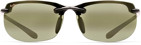 Maui Jim Men's & Women's Banyans Polarized Rectangle Sunglasses, Gloss Black/Maui Ht Polarized, Small Fit