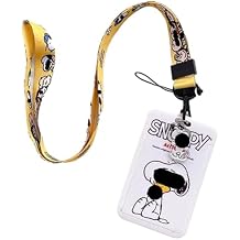 Snoopys Cartoon Dog Sitting Holding Woodstock Characters Id Holder Lanyard Keychain