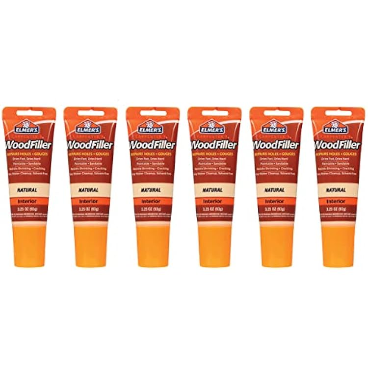 Elmers E868 Carpenters Wood Filler, 3.25-Ounce Tube, Natural - 6 Pack