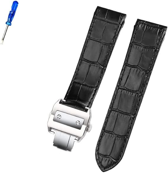 Premium Leather Strap Accessories for Cartier Santos 100 Men and Women Leather Strap 20mm 23mm (Color : 26mm, Size : 20mm)