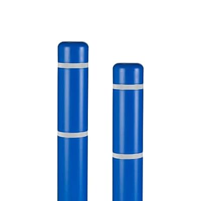 BollardGard 4 x 64 2-Pack Bollard Cover - Innoplast Blue White Tape