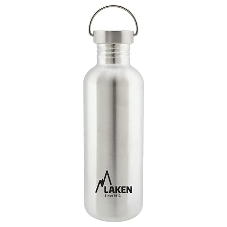 Laken Basic Stainless Steel Bottle, Water Bottle, Wide Opening with Stainless Steel Screw Cap, BPA-Free, 1 Litre, 