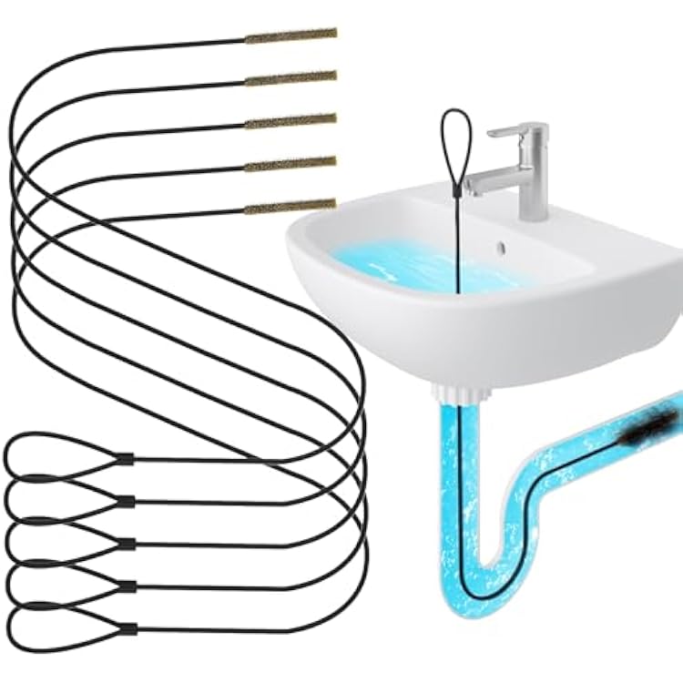 30 Inches Drain Snake Clog Remover, Upgraded Anti-break Steel Sink Snake Drain Hair Remover with Nylon Coating, Drain Auger for Shower Drain, Kitchen, Bathtub Sink Cleaning 5 Pack