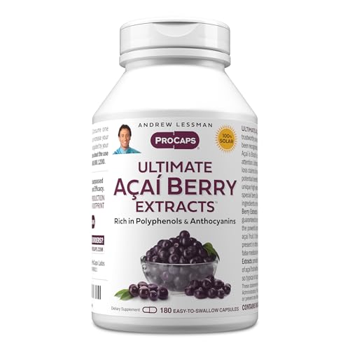 ANDREW LESSMAN Ultimate Acai Berry Extracts 180 Capsules - Delivers Standardized, Anti-Oxidant Rich, Beneficial Acai Berry Constituents. High-Potency Blend. Protective Compounds. No Additives