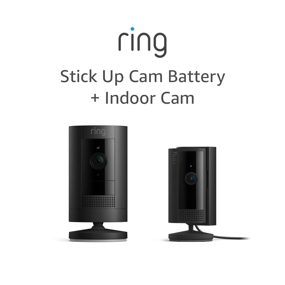 Ring Stick Up Cam Battery with Ring Indoor Cam 2nd Gen, Black