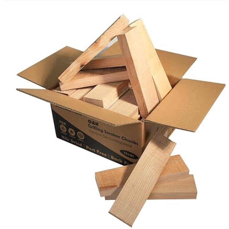 CONSDAN Wood Chips for Smoker, USA Grown Oak Pizza Oven Wood, BBQ Cooking Natural Wood Chunks, Kiln Dried Firewood, Smoking Wood Chips, All Natural Barbecue Smoker Blocks for Smoking Meat 12 LBS