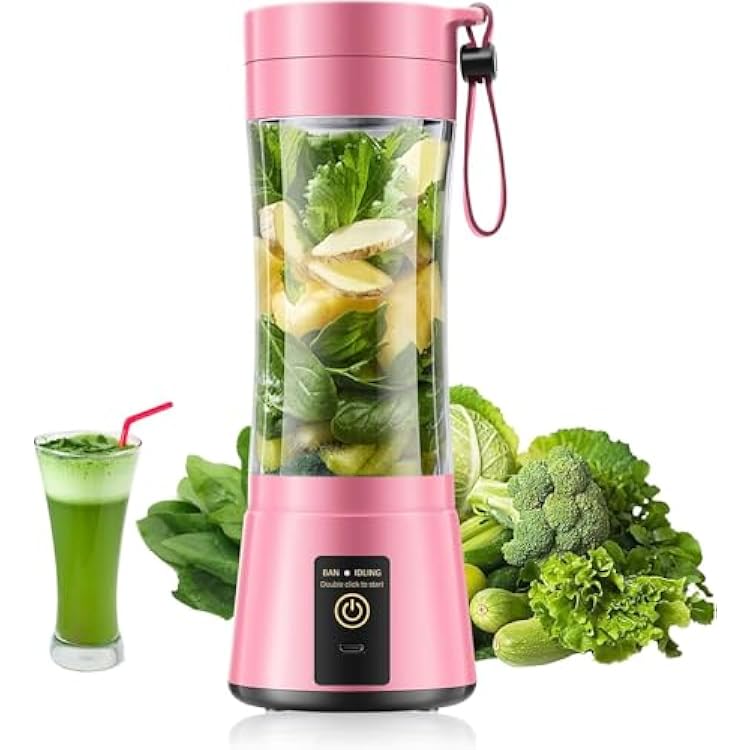 Personal Size Portable Blender - Cordless Mini Blender Make Smoothies & Shakes, 380Ml BAP Free Traveling Cup, Quickly Squeezed in OfficePicnicSportsHome