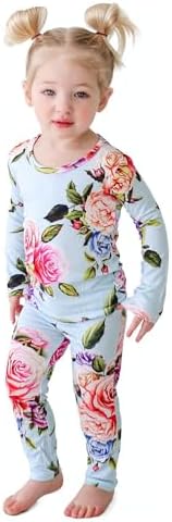 Posh Peanut Baby Pajamas Set - Toddler Sleepers Little Girl Clothes - Kids Two Piece PJ - Soft Viscose from Bamboo Country Rose, 6 Years