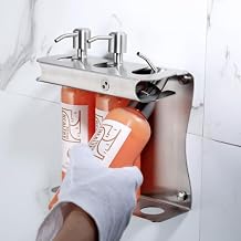 Brushed Silver Shampoo, Conditioner, Body Wash Dispenser Eco-Friendly 3 Compartment Refillable Shampoo and Conditioner Pump Bottle, Wall Mounted Slot Shower Soap Dispenser (KCLS-3)