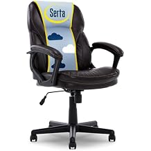 Serta Lautner Executive Home Office Desk Chair, Ergonomic High-Back with Adjustable Lumbar and Body Pillows, SmartLayersTM and ComfortCoils Technology, Mesh and Bonded Leather, Black and White