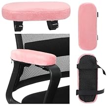 2 Pcs Office Chair Armrest Pads Soft Foam Office Chair Arm Covers Fluffy Flannel Gaming Armchair Armrest Cushion for Elbows and Forearms Support Pressure Relief (Pink)