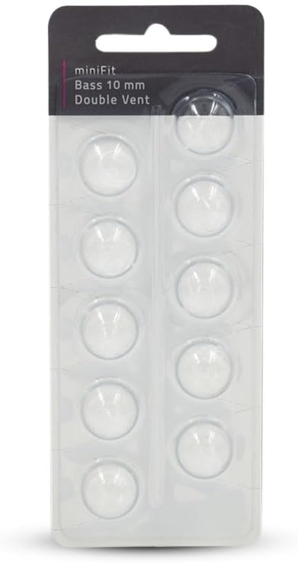 Hearing360 Cupoline MiniFit Bass Double vent Dome işitme cihazı kubbeleri, Oticon cihazlarıyla uyumlu (10 mm)