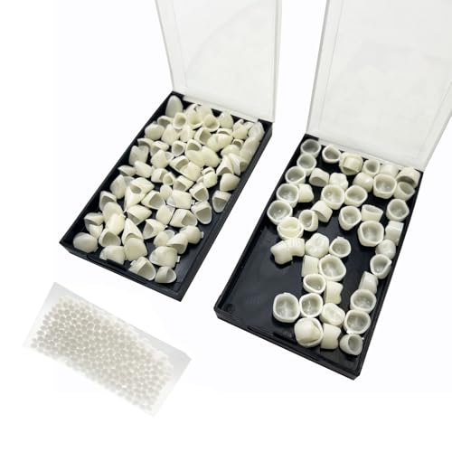 120 Pcs False Teeth Crown Repair Kit Dental Anterior and Posterior Veneers Fake Tooth Cap Crown with Thermal Beads for Fixing or DIY