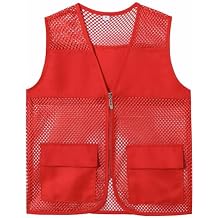 Elonglin Mesh Work Vest Unisex Volunteer Activity Supermarket Uniform Zip Vest