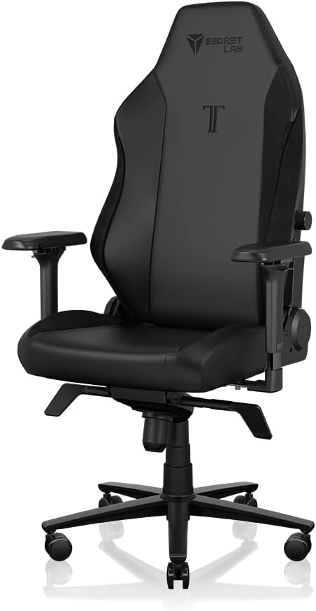 Secretlab Titan Evo Black Gaming Chair - Regular, Leatherette, Ergonomic | Lumbar Support, High Back, Reclining, Magnetic Head Pillow, Standard (285 lbs), 4D Armrests, Height Adjustable, Basic