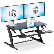36 Wide Standing Desk Converter Sit-to-Stand Workstation for Dual Monitors, Height Adjustable Up to 17.3 with Large Keyboard Tray Black