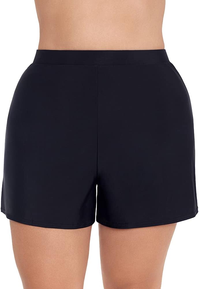 Miraclesuit Womens Swimwear Plus Size Tummy Control High Waistline Swim Shorts Bathing Suit Bottom