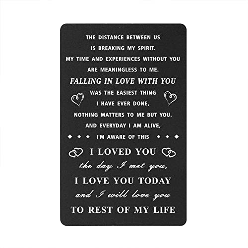 TGCNQ Long Distance Relationship Gifts, Romantic Love Plaque with Quote, Miss You Cards, I Will Love You for The Rest of My Life Gifts for Him Her