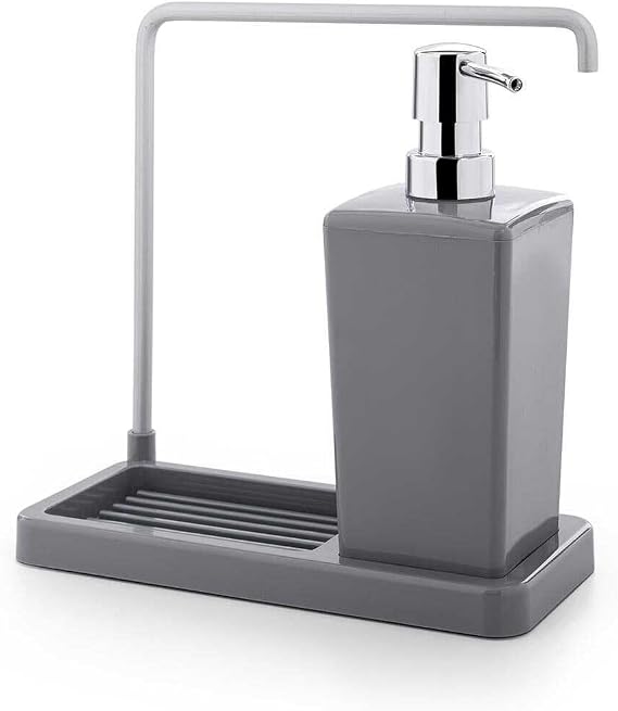 Primanova Luna Kitchen Liquid Soap Dispenser, 420 ml, 21 x 10 x 20 cm, Grey