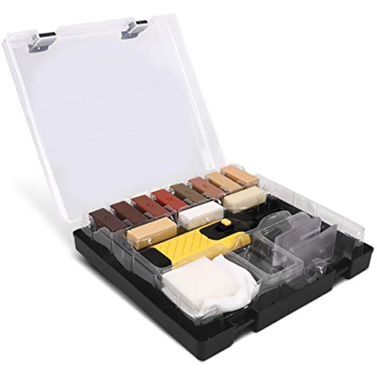 Navaris Wood Floor Repair Kit - Wax Sticks and Melting Tool for Repairing Hardwood Floors, Laminate Flooring, Furniture - Touch Up Scratches Filler