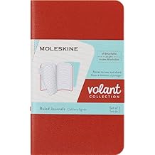 Moleskine Volant Journal, Soft Cover, XS (2.5" x 4") Ruled/Lined, Coral Orange/Aqua Blue, 56 Pages (Set of 2)