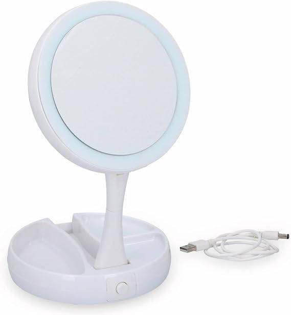 Grundig LED mirror, folding handle, battery/USB powered