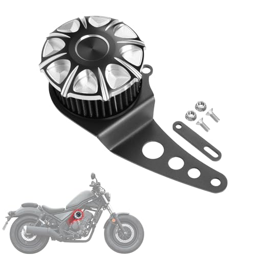 Motorcycle Air Filter Cover Compatible with Honda Rebel CMX250 CMX300 CMX500 2017-2025, Aluminum Engine Intake Filter Replacement Black