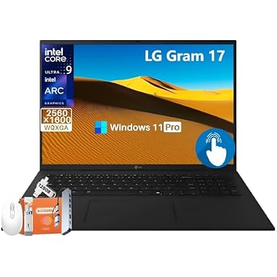 LG gram 17 Professional Touch Laptop - Intel Evo Edition with Core Ultra 9 Series 2, 32 GB RAM, 4 TB SSD, 17 WQXGA Touchscreen, AI Copilot PC, Up to 23.5-Hour Battery, Wi-Fi 7, Windows 11 Pro