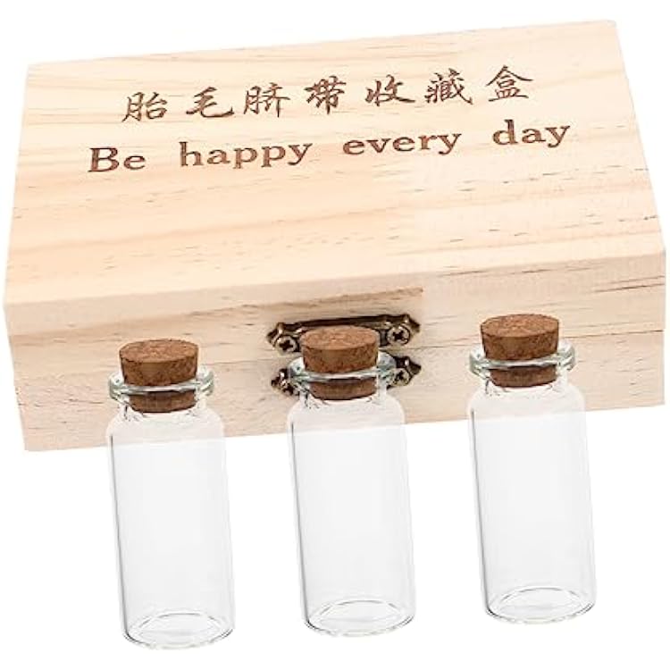 Fetal Hair and Umbilical Cord Preservation Box Wooden Keepsake Storage Bottle for Hair Teeth and Cord Adorable Souvenir Collection Box for Newborns