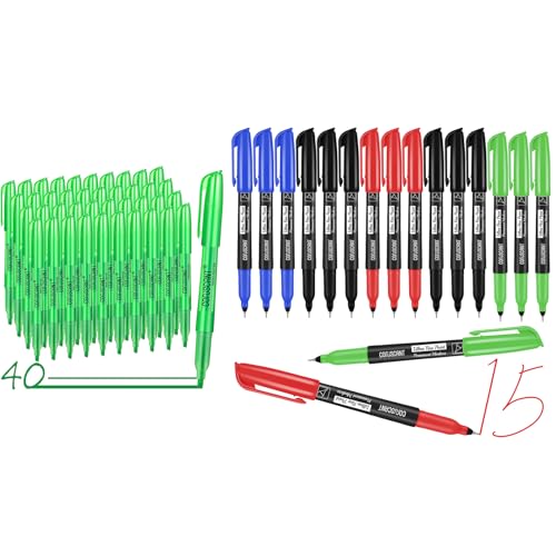 coruscant Highlighters set and Ultra Fine Point Permanent Markers, 15 Pack