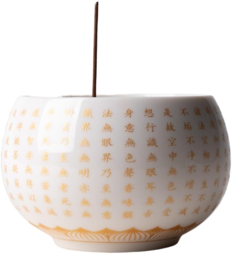 Chinese Stlye Ceramic Incense Burner, Calligraphy Bowl Pattern Incense Holder Ash Catcher for Kung Fu Tea, Yogo Tool, Home Decor