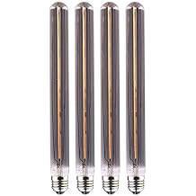 KLED LED Vintage Edison Bulb, Dimmable, LED Tubular Filament Bulb, T30 6W (60W Equivalent), 550 Lumen, 2700K (Warm White), Medium Base E26, CRI 85+, 110-120v, Pack of 4 (Grey-6W, 11.8 inch)