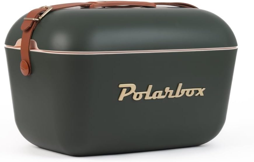 Polarbox Cool Box Classic Cool Bag Retro Vintage Camping Picnic Beach 20L Green Frost / Gold