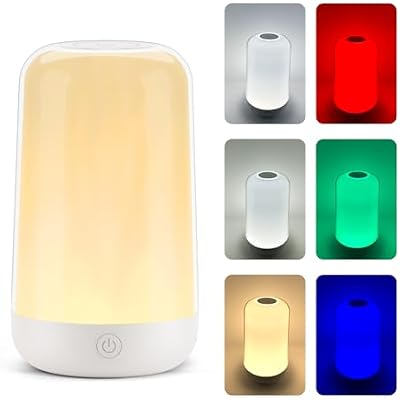 FRIDEKO HOME RGB Touch Bedside Lamp for Nightstand, 3 Color Temperatures Rechargeable Battery Night Light, Dimmable Mood Lighting for Bedroom Living Room Nursery, Breastfeeding, Kids, Adult