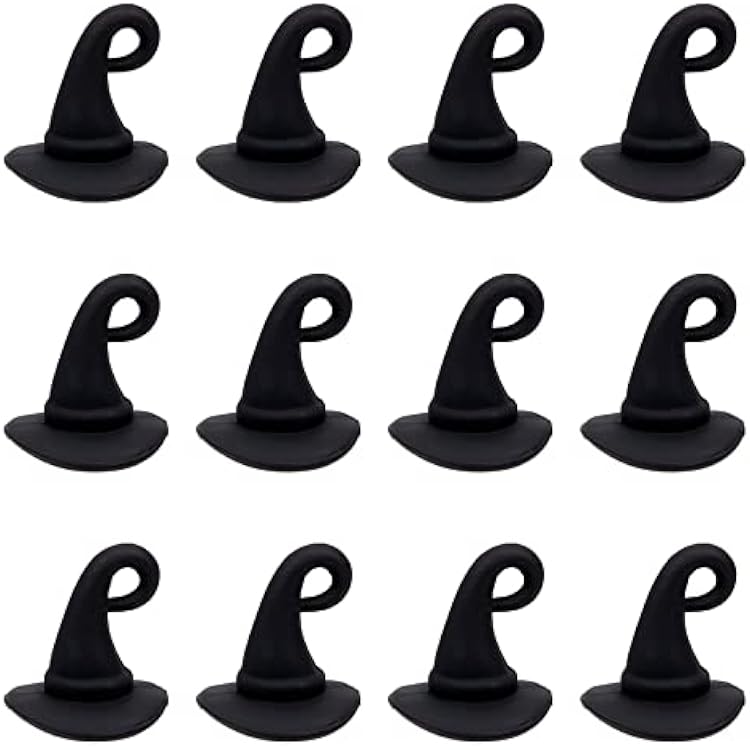SUNNYCLUE 1 Box 40Pcs Halloween Wizard Hat Charms Gothic Style Witch Hat Charm 3D Miniature Fairy Magic Mini Cap Black Frosted Metal Pendants for Jewelry Making DIY Earrings Supplies