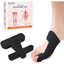 Precut Kinesiology Tape for Bunion, 40 Pcs, Bunion Corrector, Big Toe Support and Pain Relief, Breathable Hypoallergenic Latex-Free Tape (Black)