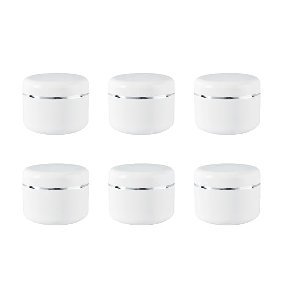 White Plastic Jar with Dome Lid 8 Oz (250g) Refillable Make-up Cosmetic Jars Empty Face Cream Lip Balm Lotion Storage Container Pot Case (Pack of 6)