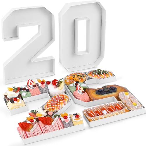2025 Graduation Decorations, 10.2 2025 Set Cardboard Number for Charcuterie, Fillable Tray for Chocolate Cookies Cupcake, Party Decorations for Graduation Birthday AnniversaryWhite