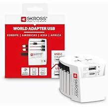 SKROSS Universal Travel Plug with USB and USB C, 1.302962, White