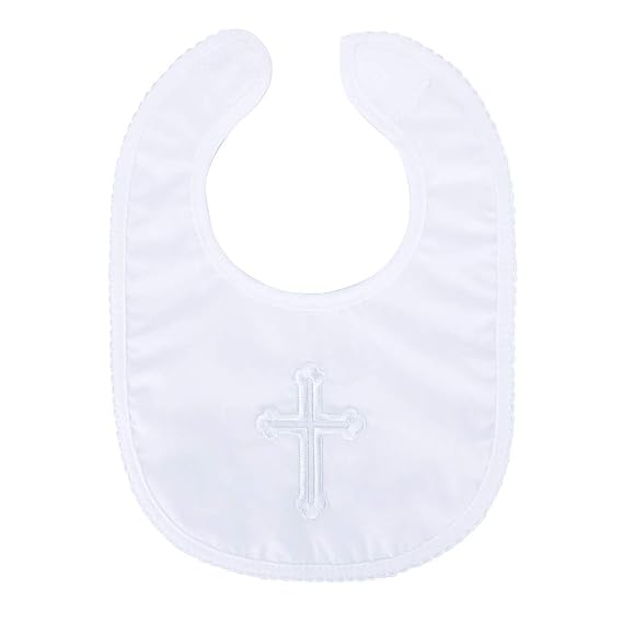 ESTAMICO Infant Baby Boy's Girl's Christening Baptism Outfits Embroidered Cross Bib