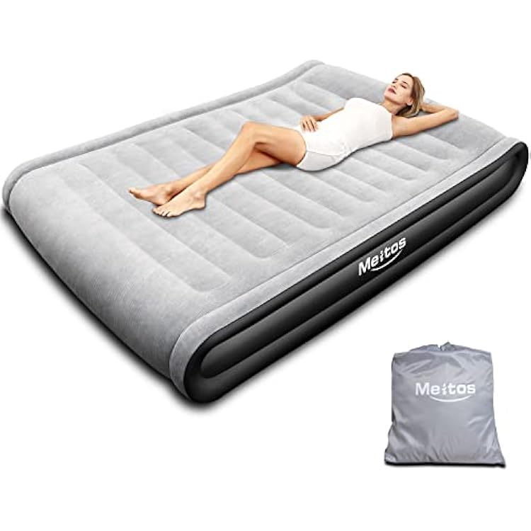 Queen Size air Mattress with Built-in air Pump, 90 x 60 x 17, Easy to inflateEasy to Set up air Bed with Pillow, Multi-Functional and Multi-Purpose Portable Inflatable Mattress-Black