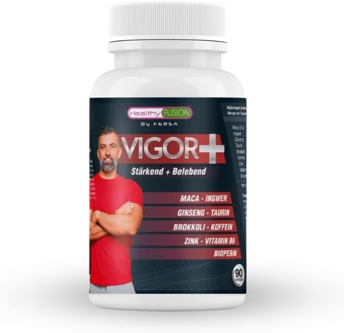 Healthy Fusion  Vigor Vitaliser and Stimulant Maca 4250 mg Taurine Ginseng Zinc Vitamin B6 Increases Energy Strength Endurance and Vitality 90 Capsules