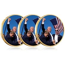 Donald Trump Assassinated Coins 2024 Shooting Collection Medal Trump Fighting for America Collectible Coin (3 Pieces Blue-Gold)