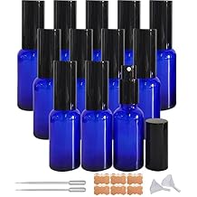 12 Pack 1 oz Blue Glass Spray Bottle for Essential Oils, Small Fine Mist Spray Bottle, Refillable for PerfumeTravel,Cleaning,Hair & Cleaning