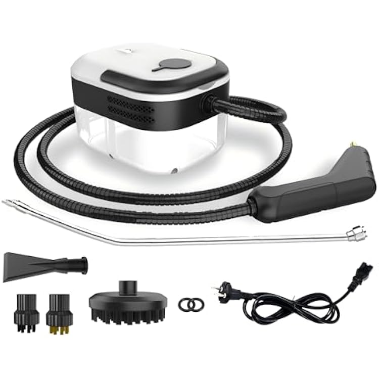 Handheld Steam Cleaner with Adjustable Handle, Water Tank, Portable Steam Cleaner for Home Use. Ideal for Cleaning Dirt, Oil Stains, Tile Grout, Tiles, Floors, and Cars. white little